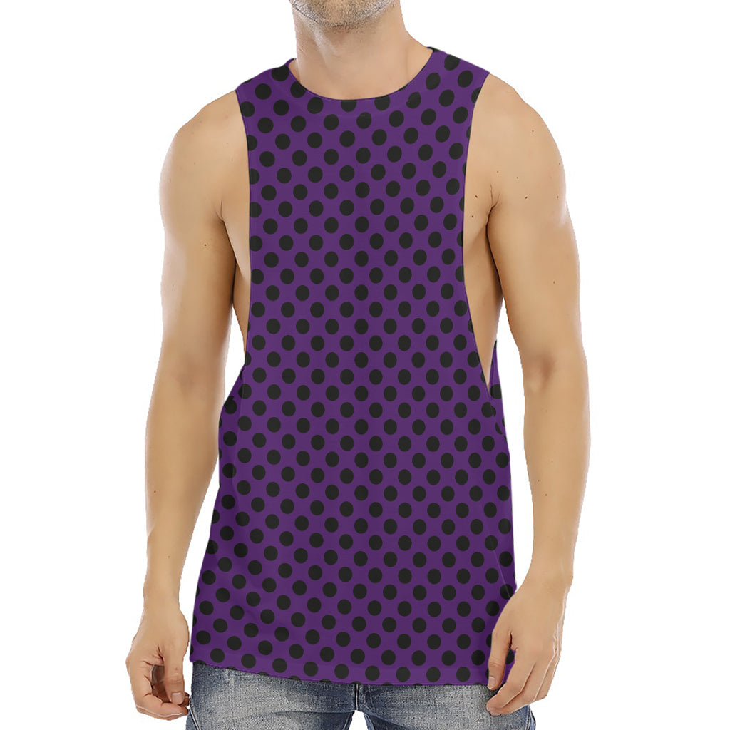 Purple Halloween Pattern Print Men's Muscle Tank Top