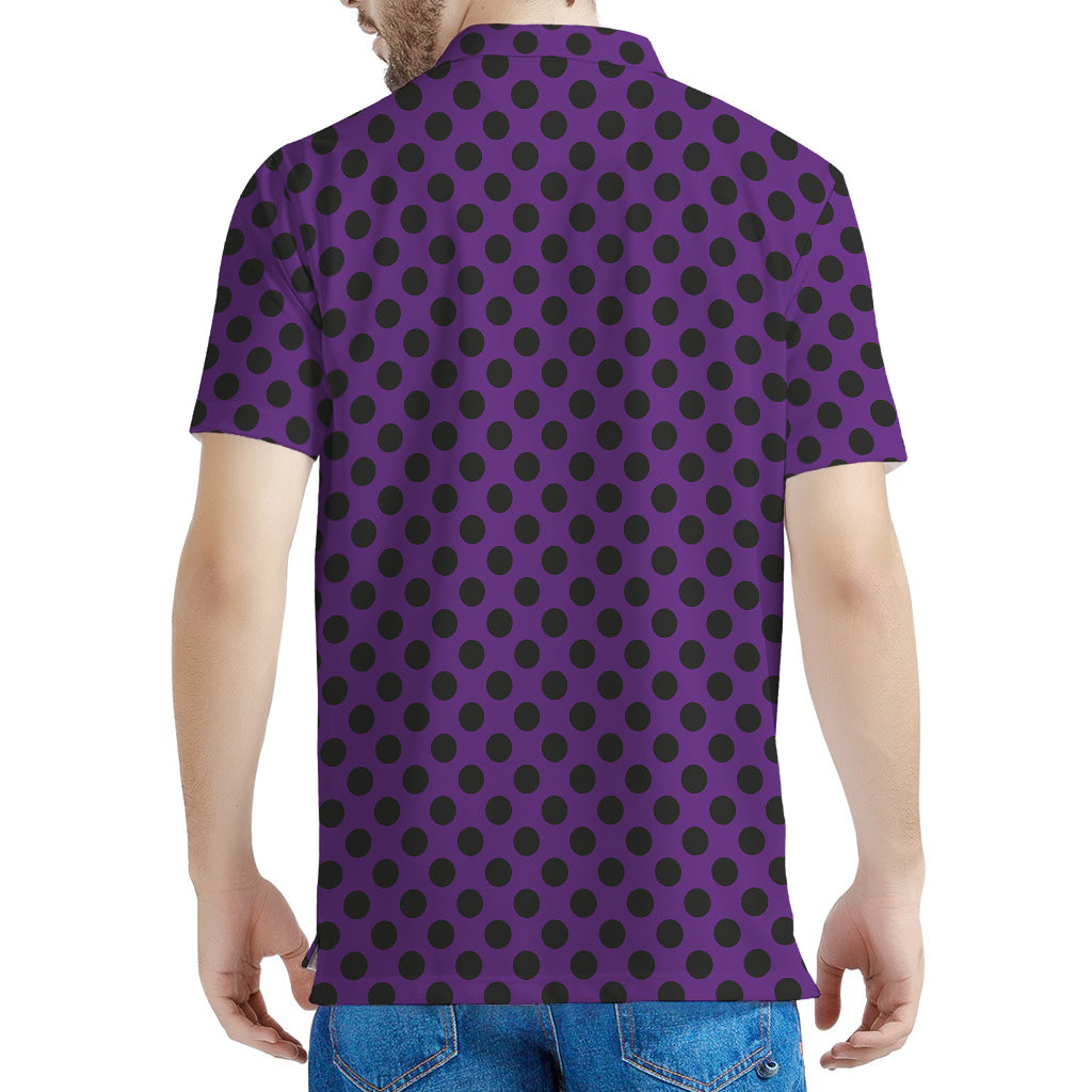 Purple Halloween Pattern Print Men's Polo Shirt