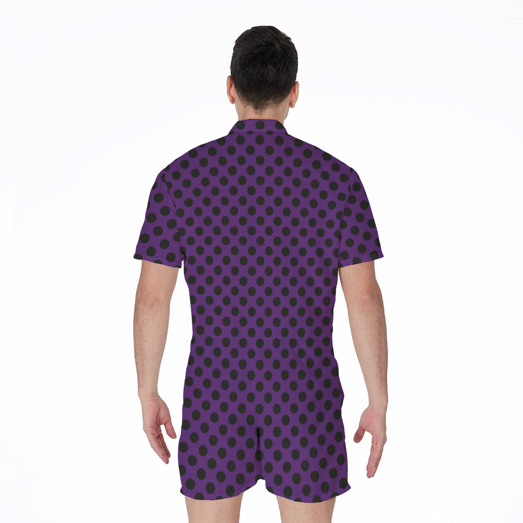 Purple Halloween Pattern Print Men's Rompers