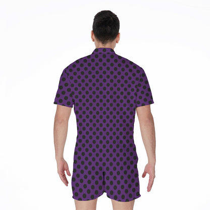 Purple Halloween Pattern Print Men's Rompers