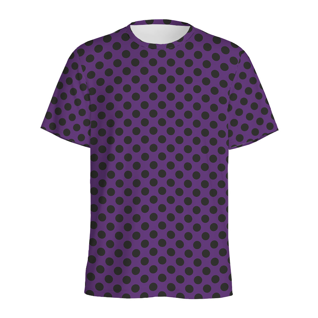 Purple Halloween Pattern Print Men's Sports T-Shirt