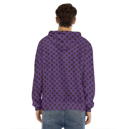 Purple Halloween Pattern Print Men's Velvet Pullover Hoodie
