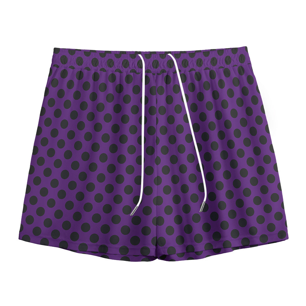Purple Halloween Pattern Print Mesh Shorts