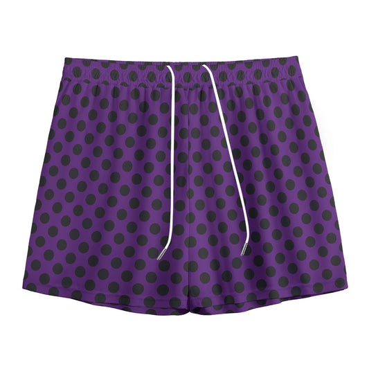 Purple Halloween Pattern Print Mesh Shorts