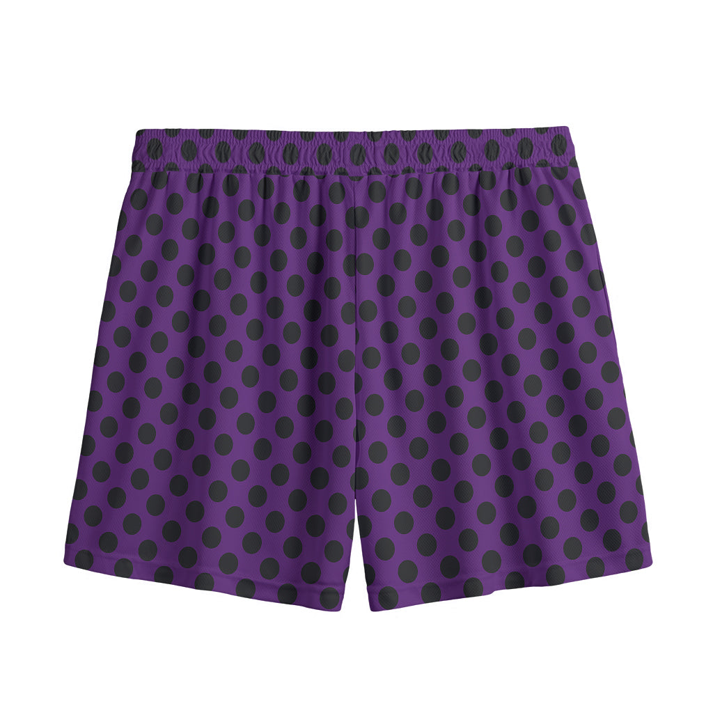 Purple Halloween Pattern Print Mesh Shorts
