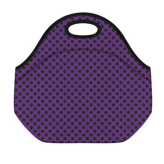Purple Halloween Pattern Print Neoprene Lunch Bag