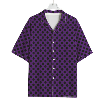 Purple Halloween Pattern Print Rayon Hawaiian Shirt