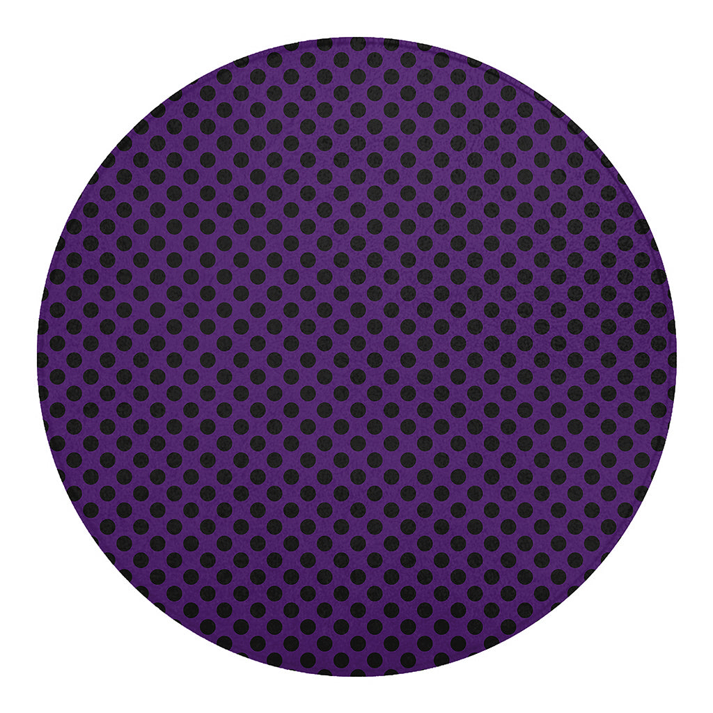 Purple Halloween Pattern Print Round Blanket