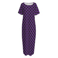 Purple Halloween Pattern Print Short Sleeve Long Nightdress