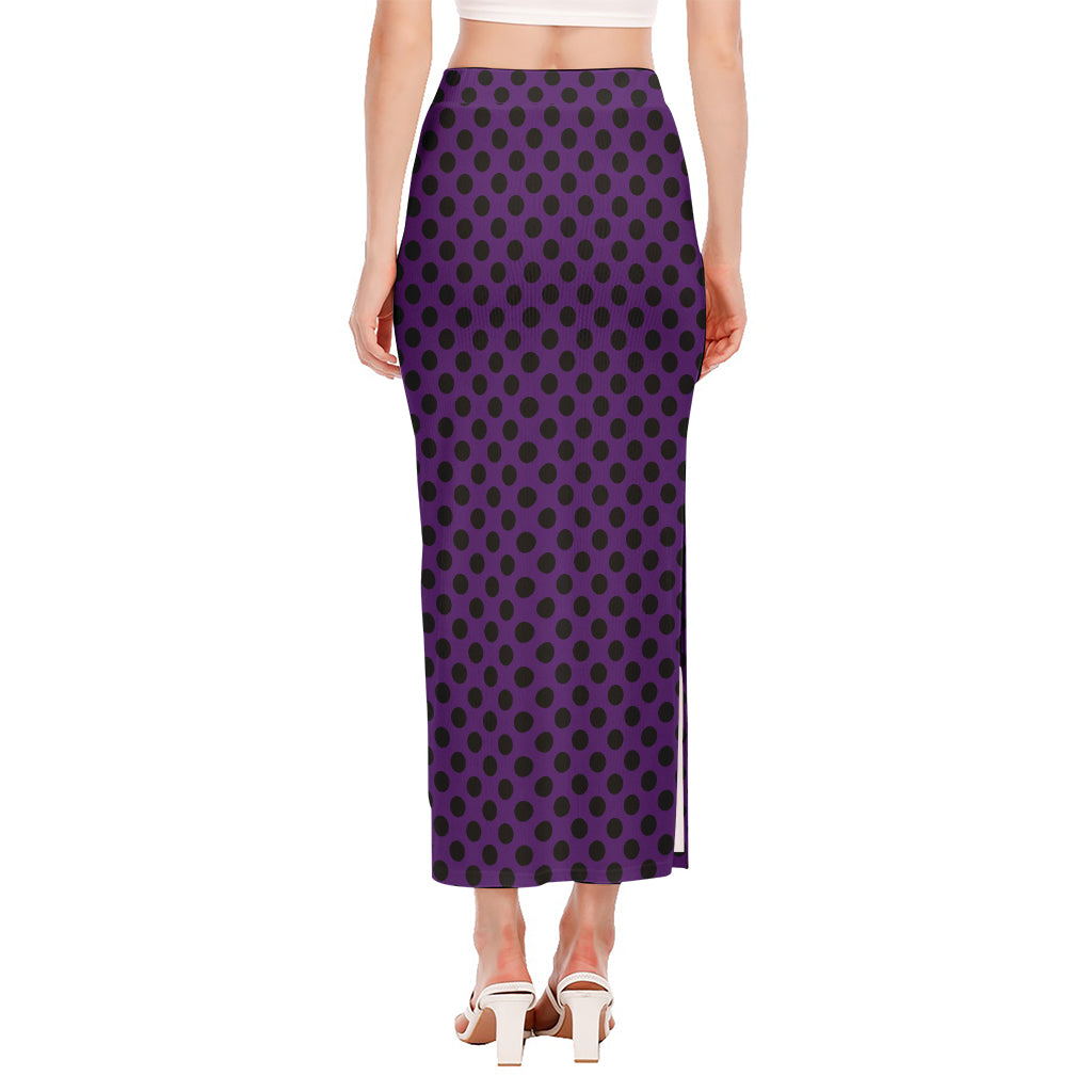 Purple Halloween Pattern Print Side Slit Maxi Skirt