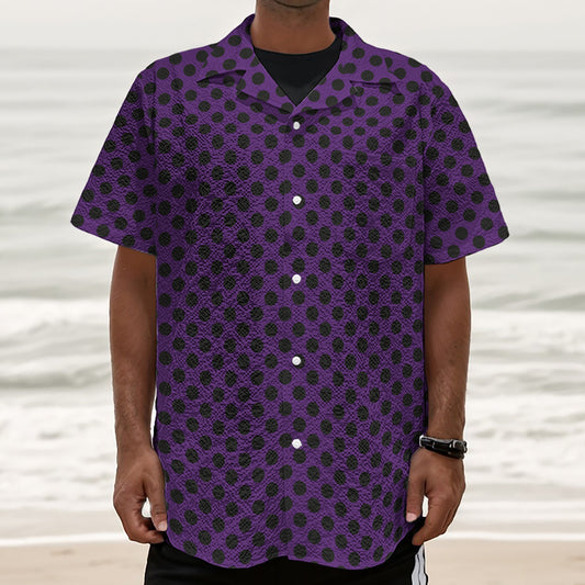 Purple Halloween Pattern Print Textured Short Sleeve Shirt