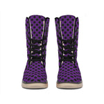 Purple Halloween Pattern Print Winter Boots