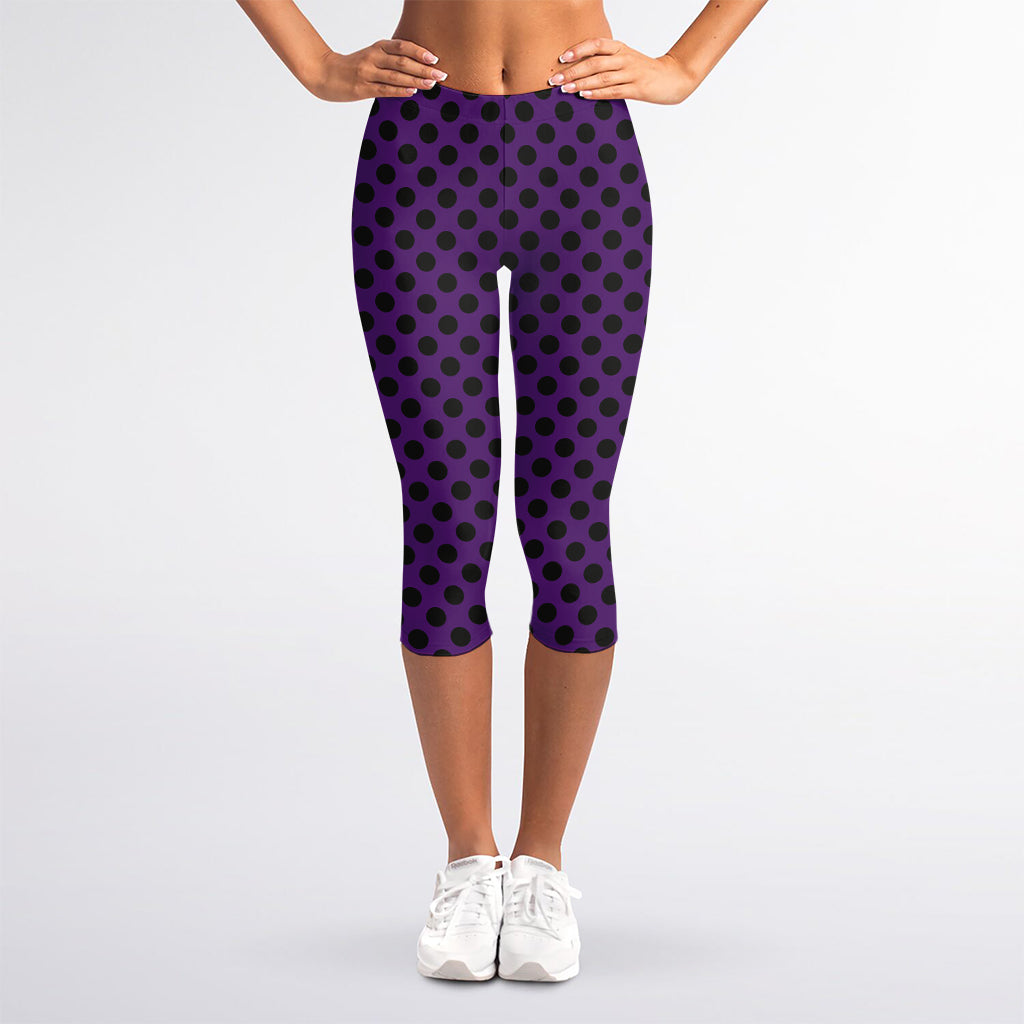 Purple Halloween Pattern Print Women's Capri Leggings