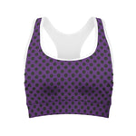 Purple Halloween Pattern Print Women's Sports Bra