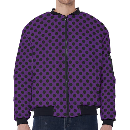 Purple Halloween Pattern Print Zip Sleeve Bomber Jacket