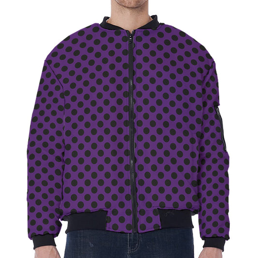 Purple Halloween Pattern Print Zip Sleeve Bomber Jacket