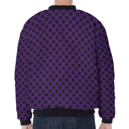 Purple Halloween Pattern Print Zip Sleeve Bomber Jacket