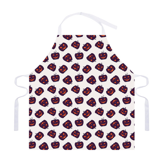 Purple Halloween Pumpkin Pattern Print Adjustable Apron
