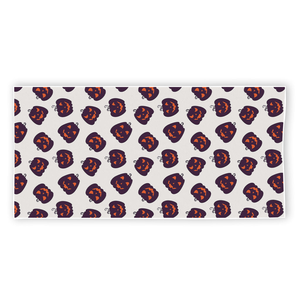 Purple Halloween Pumpkin Pattern Print Beach Towel
