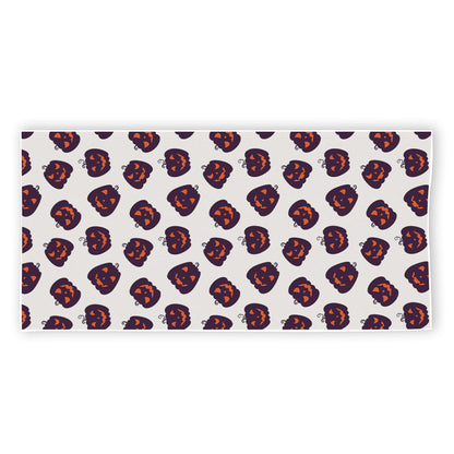 Purple Halloween Pumpkin Pattern Print Beach Towel