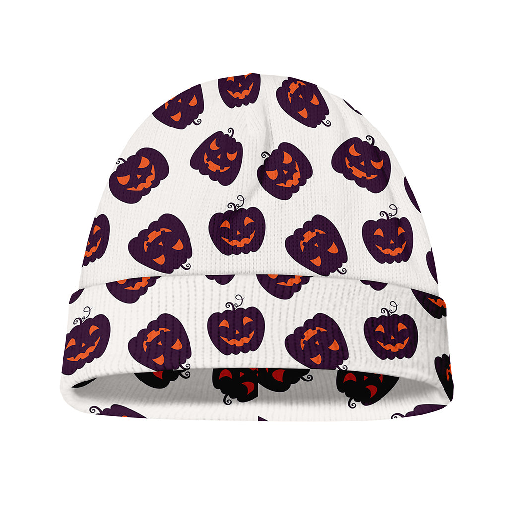 Purple Halloween Pumpkin Pattern Print Beanie