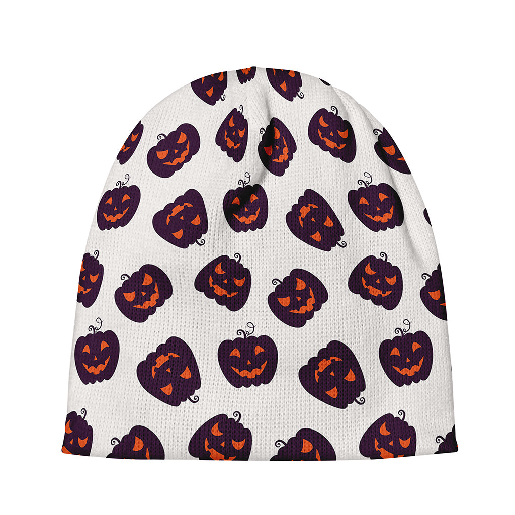 Purple Halloween Pumpkin Pattern Print Beanie