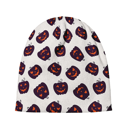Purple Halloween Pumpkin Pattern Print Beanie