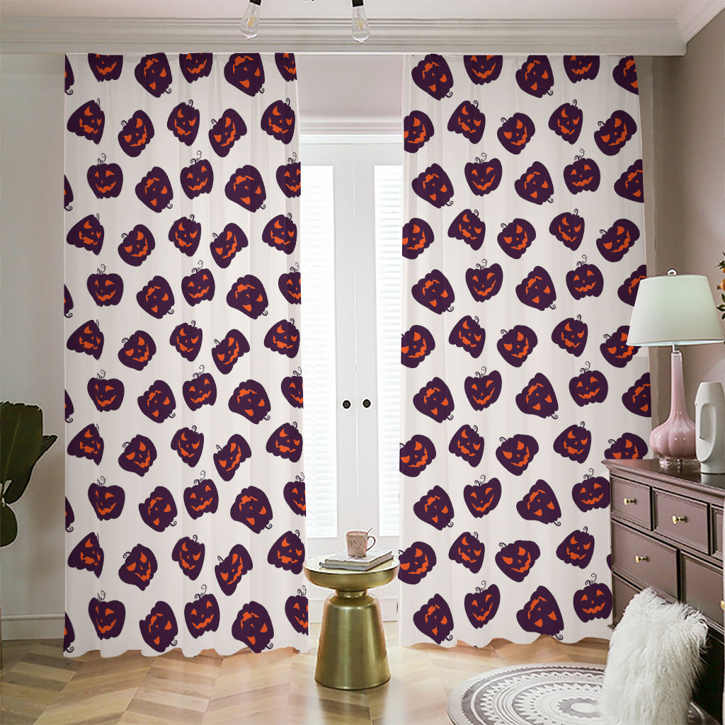 Purple Halloween Pumpkin Pattern Print Blackout Pencil Pleat Curtains