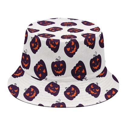 Purple Halloween Pumpkin Pattern Print Bucket Hat