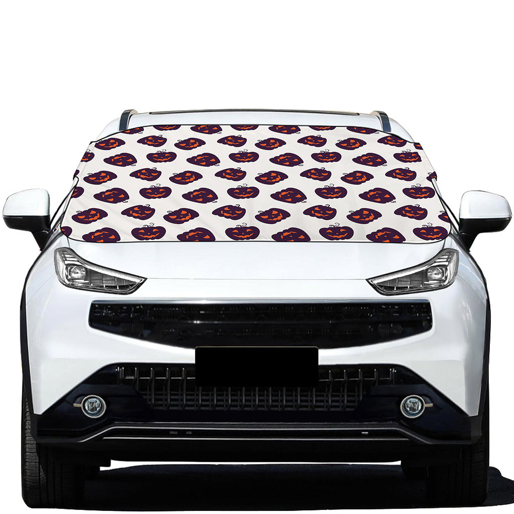 Purple Halloween Pumpkin Pattern Print Car Windshield Snow Cover