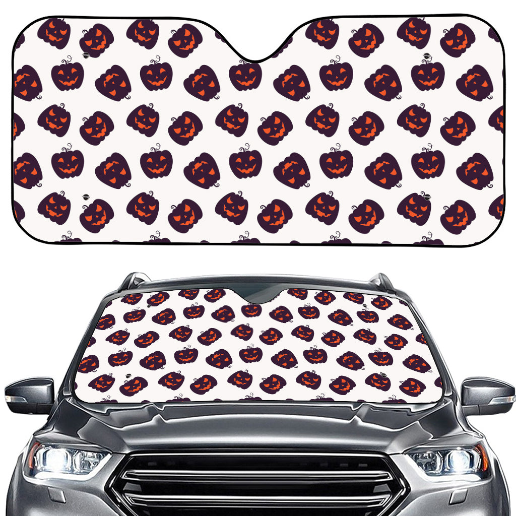 Purple Halloween Pumpkin Pattern Print Car Windshield Sun Shade