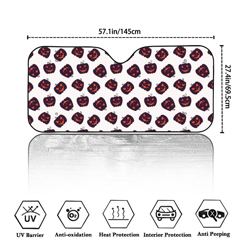 Purple Halloween Pumpkin Pattern Print Car Windshield Sun Shade