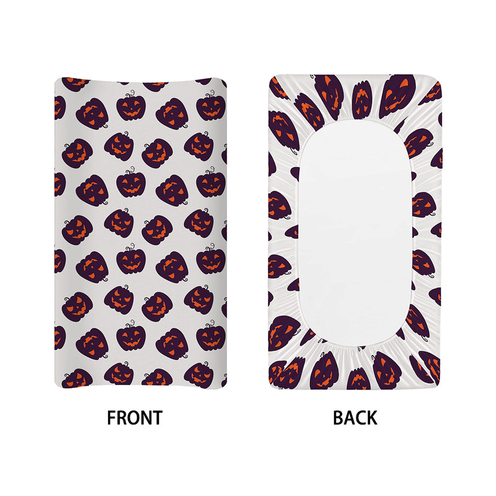 Purple Halloween Pumpkin Pattern Print Changing Pad Cover