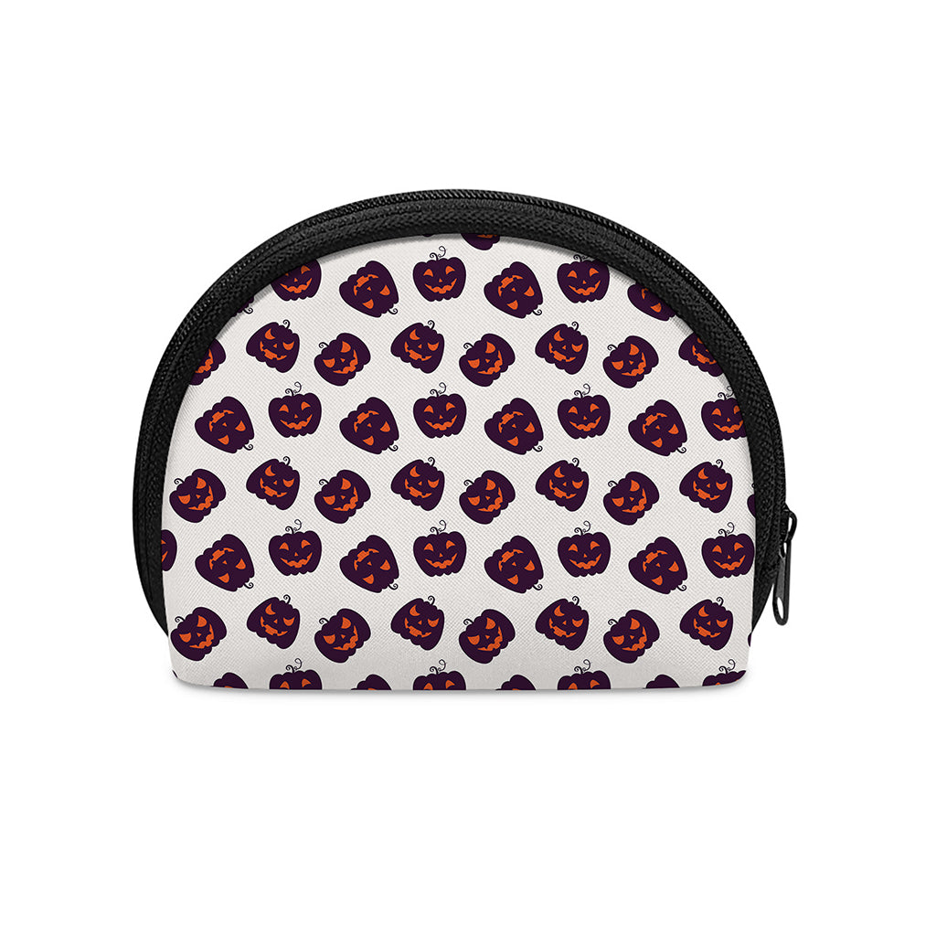 Purple Halloween Pumpkin Pattern Print Coin Purse