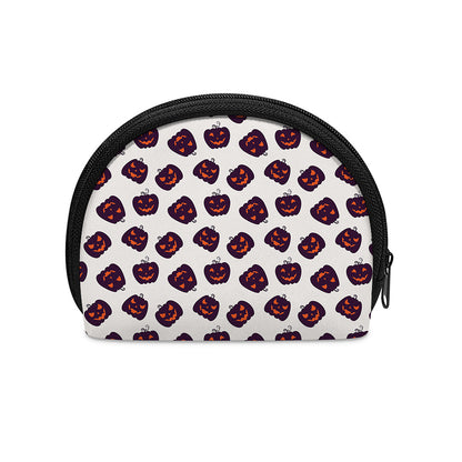 Purple Halloween Pumpkin Pattern Print Coin Purse
