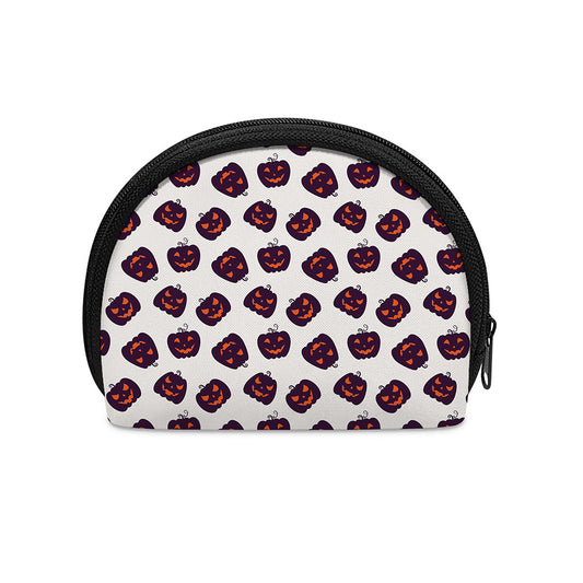 Purple Halloween Pumpkin Pattern Print Coin Purse
