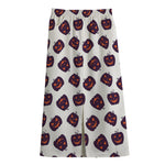 Purple Halloween Pumpkin Pattern Print Cotton Front Slit Maxi Skirt