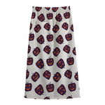 Purple Halloween Pumpkin Pattern Print Cotton Front Slit Maxi Skirt