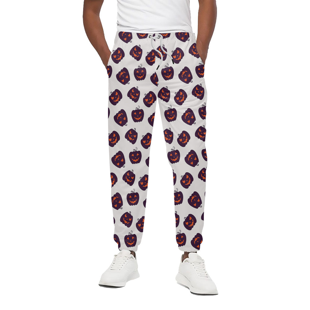 Purple Halloween Pumpkin Pattern Print Cotton Pants