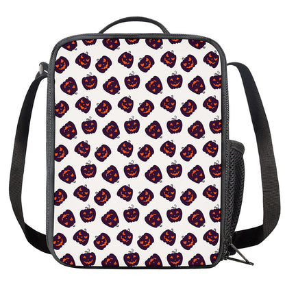 Purple Halloween Pumpkin Pattern Print Crossbody Lunch Bag