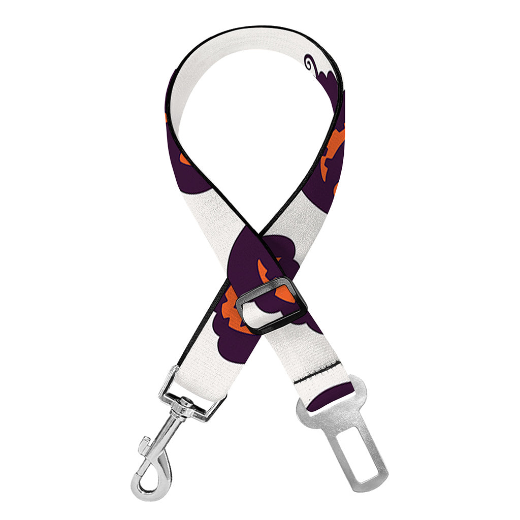 Purple Halloween Pumpkin Pattern Print Dog Seat Belt