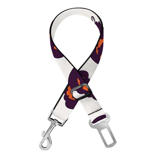 Purple Halloween Pumpkin Pattern Print Dog Seat Belt