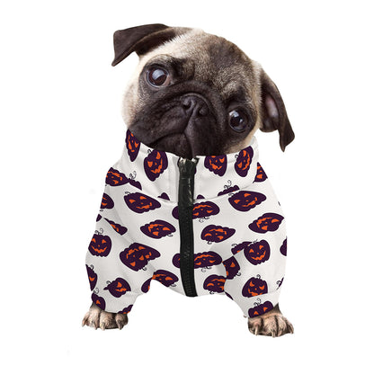 Purple Halloween Pumpkin Pattern Print Dog Zip Up Jacket