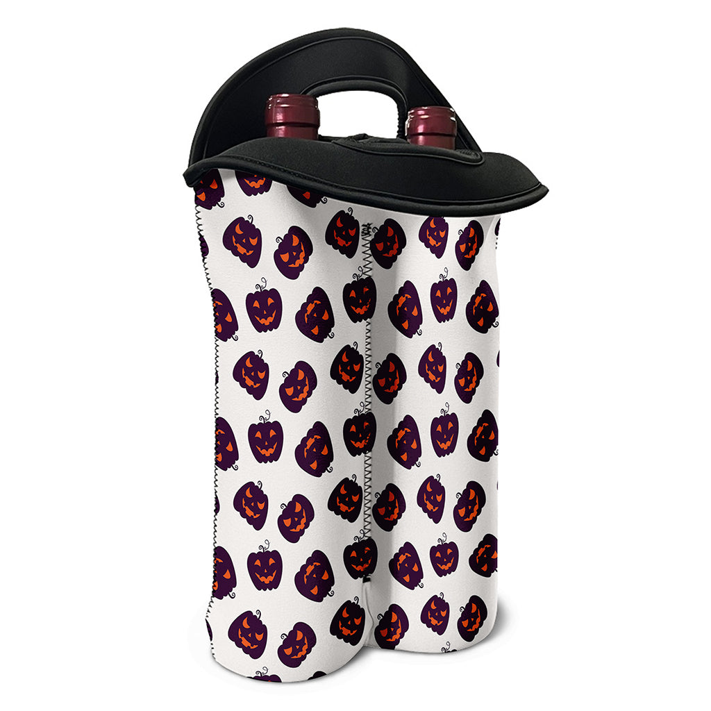 Purple Halloween Pumpkin Pattern Print Double Neoprene Wine Tote