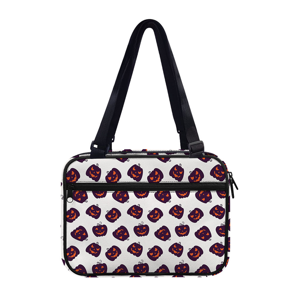 Purple Halloween Pumpkin Pattern Print Double Strap Bible Bag