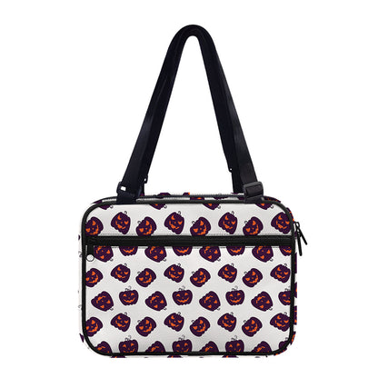 Purple Halloween Pumpkin Pattern Print Double Strap Bible Bag