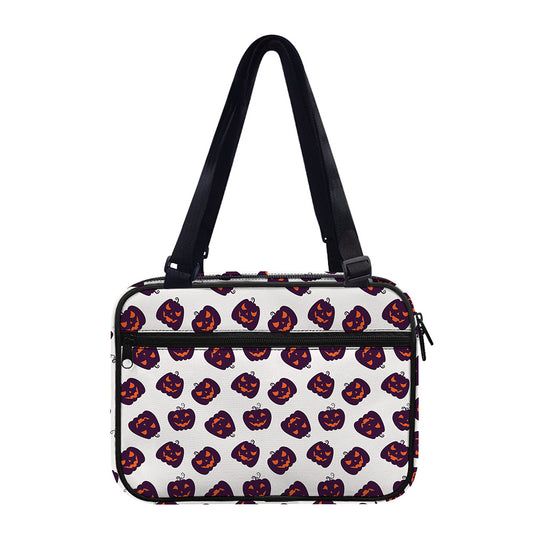 Purple Halloween Pumpkin Pattern Print Double Strap Bible Bag