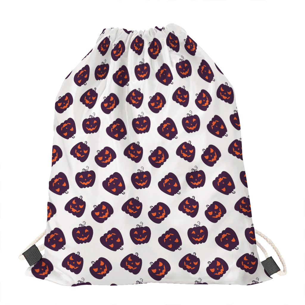 Purple Halloween Pumpkin Pattern Print Drawstring Bag