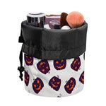 Purple Halloween Pumpkin Pattern Print Drawstring Makeup Bag