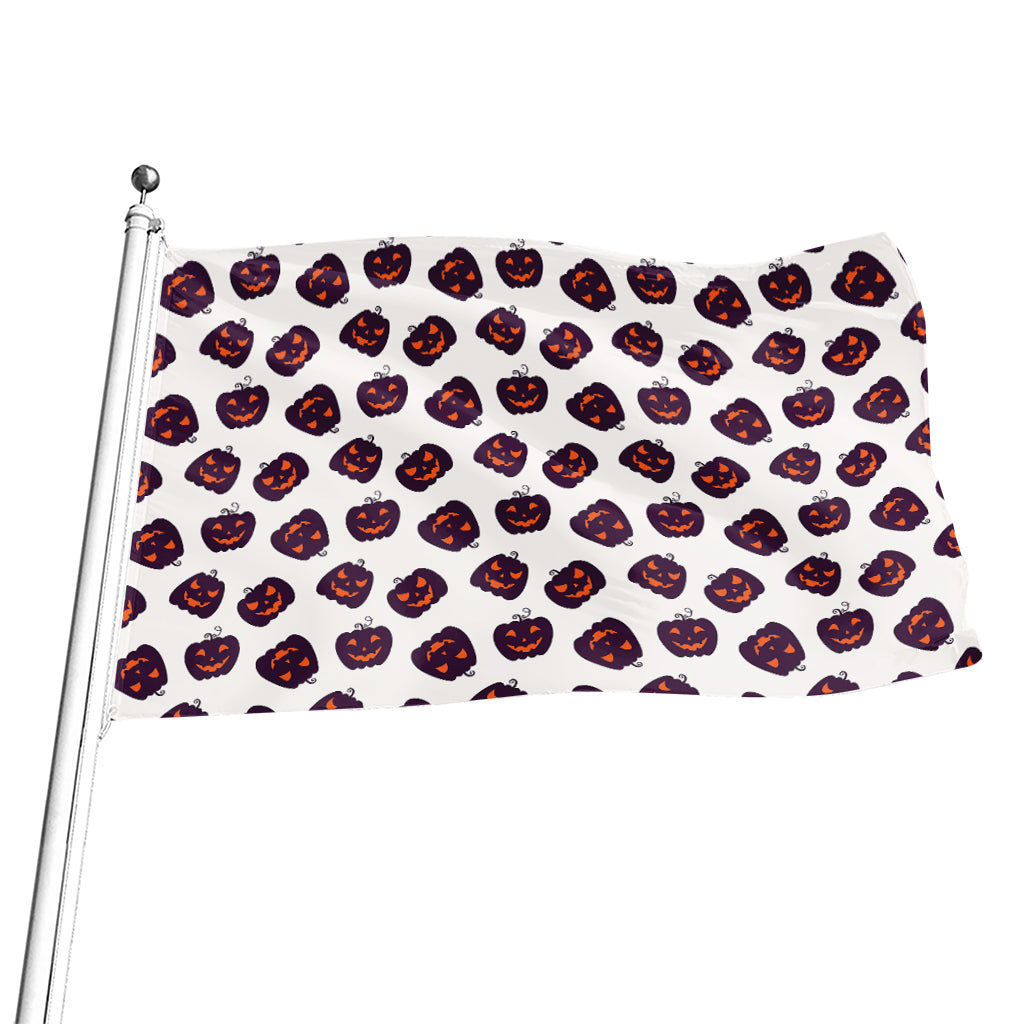 Purple Halloween Pumpkin Pattern Print Flag